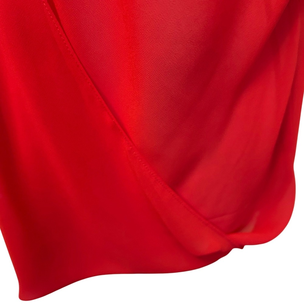 HALO Red Sleeveless Blouse Sheer Button Detail Women's Top Medium - Picture 4 of 8